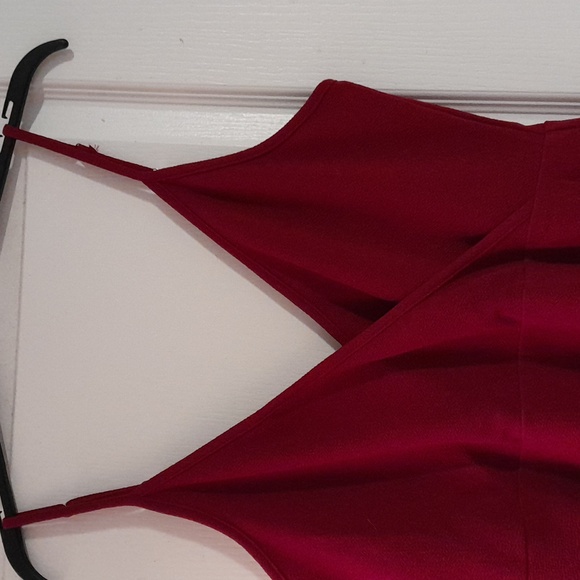 New Elegant Dark Red Spaghetti Strap Dress - Picture 2 of 2